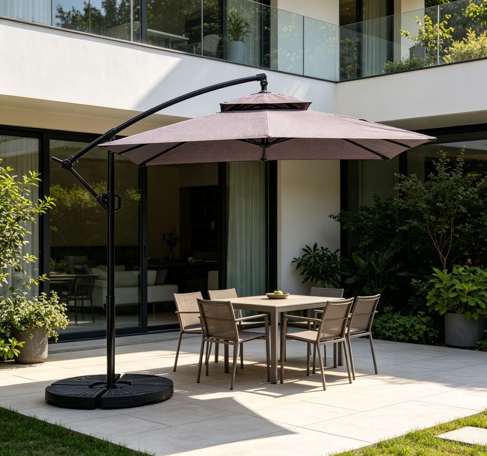 ¿Cómo se adapta una sombrilla de patio voladiza cuadrada a diferentes espacios al aire libre?